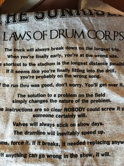 THE SUNRISER "LAWS OF DRUM CORPS" T Shirt - VERY LIMITED ONE SIZE REMAINING 3XL